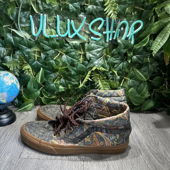 VANS ZZ Gallery SK8-Hi Zio Ziegler Multi Print Gum Sneakers VTG Size 10 - Picture 4 of 10